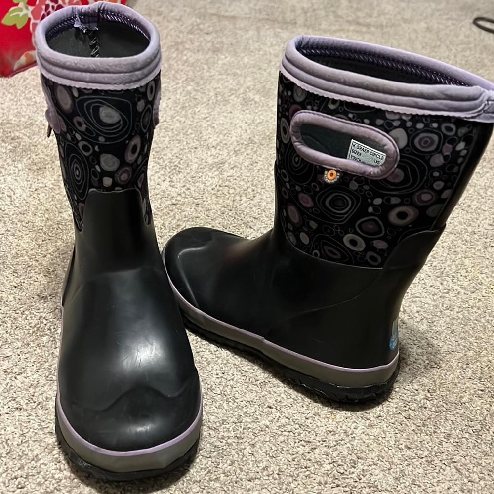 Girls Purple print Bog Boots